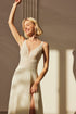 Romantic deep v-neck with beadwork wedding dress